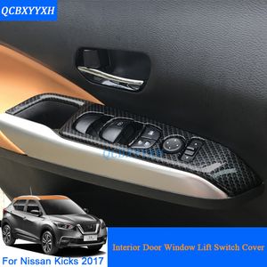 Internal Decorations Stickers ABS Car Styling Internal Door Window Lift Switch Sequin For Nissan Kicks 2017 Auto Interior Frame