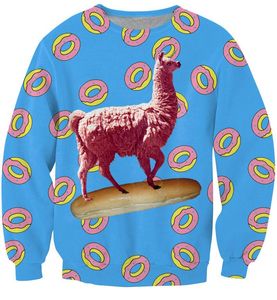 w1216 Crewneck Sweatshirt Bread Donuts Alpaca Llamas Animal d Print Women Men Sweats Sport Jumper Hoodies Tops plus size S XL