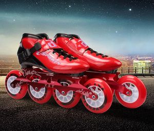 Speed ​​inline skates jazda na łyżwach wyścigów z włókna węglowego Professional 4 * 100 / 110mm łyżwy konkurencji 4 koła z wysoką jakością