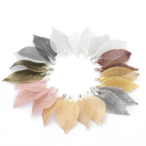 Gold and Silver Plated new Natural Leaf Pendant for Necklace Earring DIY Making Jewelry Beads Charms Findings Perfect Gifts for Women