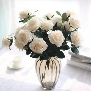 10 Heads Rose Artificial Flower French Silk Flower Rose Bouquet for Wedding Home Party Decoration Fake Flower Fall Decoration GB528