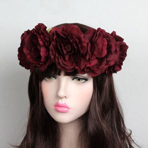 Feminino Rose Headband Grinalda Arcos de Cabelo Headband Mulheres Bohemia Seaside Flor Headband Coroa Cocar de Casamento Coroa de Flores DH1088