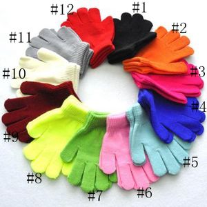 Jungen Mädchen Handschuhe Einfarbig Finger Point Stretch Strick Fäustlinge Kinder Handschuhe Stricken Warme Handschuh Kinder Jungen Mädchen Fäustlinge EEA762-1