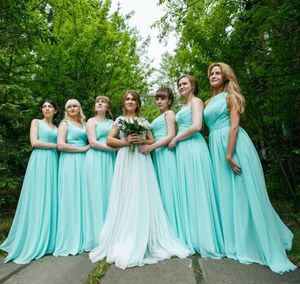 2019 Смешанные стили Милая A-Line Длинные шифоновые платья невесты платье для подружки невесты до пола платье для платья для платья пола. Формальное платье плиссированное платье для лифа на заказ