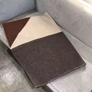 ThickTOP Quailty Letter Borwn Kaffeedecke H mit Staubbeutel, 90 % Wolle, 10 % Kaschmir, für Zuhause, Sofa, Bett, große Größe