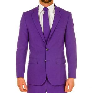 Handsome Two Buttons Dark Purple Groom Tuxedos Notch Lapel Men Suits 2 pieces Wedding/Prom/Dinner Blazer (Jacket+Pants+Tie) W881
