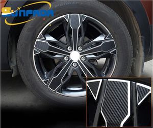 SUNFADA 17 18 Carbon Fiber RimPrints Wheel Hub Rim Decal Stickers For PEUGEOT 3008P84 2016 2017 5008 P87 2017 Car2839