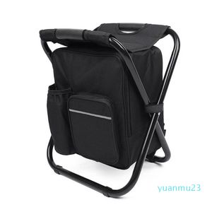 Wholesale-Folding Outdoor Camping Stool Portable Backpack Chair Stool with Insulated Cooler Bag for Fishing Hiking Beach Picnic 150kg