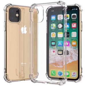 Mobiele telefoon kaassing Case Skin voor iPhone 14 Pro Max 13 Mini 12 11 XS XR X 8 7 Plus SE Air Cushion Clear Transparant Shockproof Ultra Soft TPU Siliconenrubber Cover