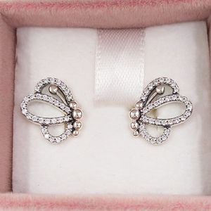 Butterfly Outlines Stud Earrings Authentic 925 Sterling Silver Studs Fits European Pandora Style Studs Jewelry Andy Jewel 297912CZ