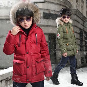 Meninos Pretos Bonitos venda por atacado-Retail inverno alta Meninos longa para baixo casaco crianças designer de engrossar com capuz casacos casacos de moda casaco jaqueta outwear