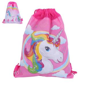 10 pcs Unicorn Drawstring Bags Kids Backpack Girls Boys Pouch Gift Bags Children School Travel Storage Bags Schoolbag BY0675