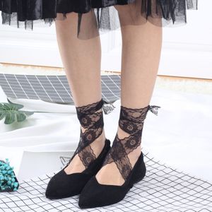 Sexy Princess Black Non-slip Sock Women Lace Anti Skid No Low Cut Footsies Boat Meias Bandage Ankle High Mesh Fishnet Calcetines