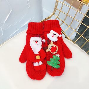 Fashion-jesień i zima para rękawice wełniane podwójne zagęszczanie Christmas Gift Doll Rękawice z liny wiszące szyi Boże Narodzenie rękawice