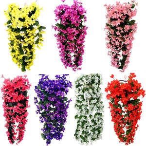 Violet Green Plant Artificial Flower Decor Simulation Wall Hanging Basket Flower Orchid Fake Flower Home Decor Party Supplies