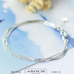 Forma-S925 prata esterlina muiltlayer cadeias de cobra pulseiras borla para as mulheres moda quente livre do transporte