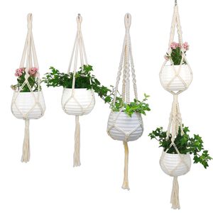 Macrame Planta Hanger Padrões Cotton Cord cesta de suspensão vaso de flores Plantadores de suspensão Titular planta para Casa Decorações