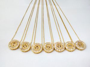 New Design jewelry Gold Color micro pave Cubic Zircon cz crystal Alphabet Letter pendants necklace NK429