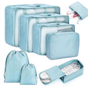 8st TRAVEL Hem Kläder Quilt Blanket Storage Bag Set Skor Partition Tidy Organizer Garderob Väska Väska Packing Cube Väskor