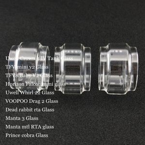 Tubo de vidro de lâmpada de substituição de gordura para Crown 4 IV Whirl 22 TFV-mini v2 TFV8 Baby V2 Falcon mini Drag 2 Manta 3 MTL RTA Prince Cobra