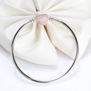 Delikatny Europejski Koralik Bransoletka Serca Pandora Projektant 925 Sterling Silver Rose Pozłacane Moda Bransoletka Ślubna