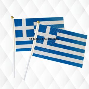 Греческие Флаги оптовых-Греция Флаг Ручная Ткань Ткань Флаги Безопасность Шарика Верхняя Рука Национальные Флаги см шт Много