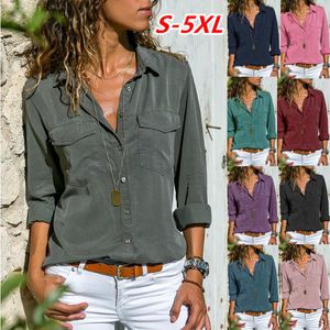 Women Blouses Button 5xl Solid Color 2019 New Long-sleeve Shirt Female Chiffon blouse Women's Slim Clothing blusas feminina
