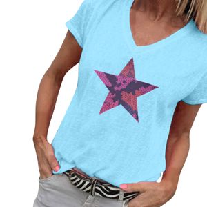 Damenmode Sommer 2020 New Star Pailletten-Blazer-T-Shirt mit V-Ausschnitt