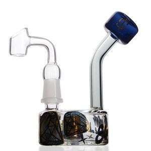 4,9 pollici Mini Oil Rigs Narghilè Becher Base Bong Tubi di vetro da fumo Gorgogliatore Bong d'acqua in vetro spesso con Banger da 14 mm