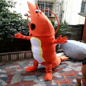 2019 Hot Sale Räkor Mascot Kostym Ocean Animal Mascot Vuxen Orange Räka Kostymer Tecknad Kostymer Reklam Kostymer