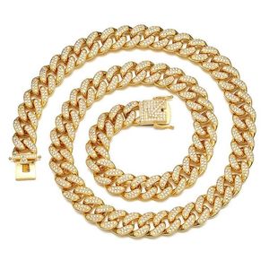 Fashion Ice Out Brass Material CZ Stones 12MM Men's Cuban Necklace Rock Street Hip Hop Jewelry Gold Chain