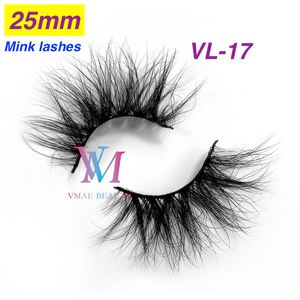 Vmae Wimpern aus sibirischem echtem Nerzfell, weiches, natürliches Make-up, kreuz und quer, falsche Wimpern, 25 mm lang, flauschig, individuelles Design-Paket, Nerz-Wimpernstreifen