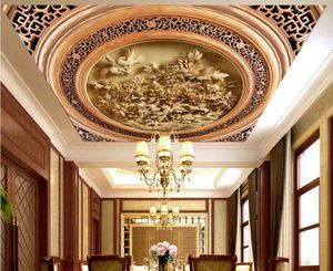 Custom Photo Wallpaper Home Decor Large European Style Classical Pattern Luxury 3D Living Room Ceiling Wood carving, carved Murals Wallpaper