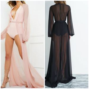 Illusion Wedding BathRobes V-neck Long Sleeve Chiffon Sash Nightgown For Women Floor-length Custom Made Pajamas Bridal Robe Cheap