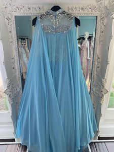 Blue Chiffon Pageant Dresses For Teens 2019 med Wrap Bling Rhinestones Long Pageant -klänningar för Little Girls Zipper Back Formal Par279e