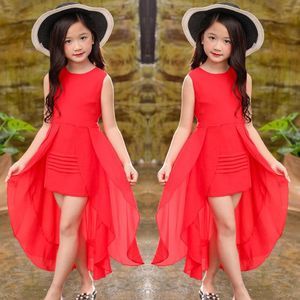 Große Mädchen Chiffon Kleid 2018 Sommer ärmellose unregelmäßige elegante Prinzessin Party Kleider 5 6 7 8 9 10 11 12 Jahre Kinder Kleidung J190713