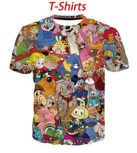 Nova Moda Mense / Mulher Cartoons Colagem 80s T-shirt Estilo de Verão Engraçado Unisex 3D Imprimir Casual Camisa Tops Plus Size AA0161