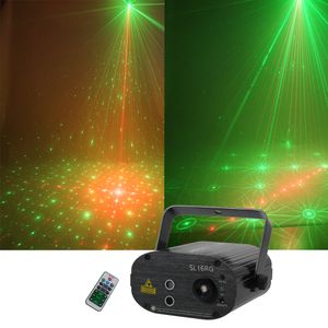 Sharelife 16 Gobo rosso verde Mini luce laser LED blu misto Telecomando Speed DJ Home Gig Party Show Stage Lighting SL16RG