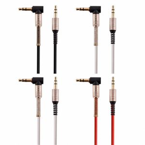 90 grad 3,5 mm AUDIO AUX Cable Guldpläterad Vinkel Ljudkabel för iPhone Speaker Headphone MP3 PC MP4