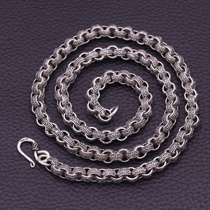 Vintage S925 Sterling Silver Chains Osobowość 925 Thai Silver O Łańcuch Hip Hop Mężczyźni Chłopcy Naszyjnik Prezent 8mm 50 CM / 55 CM / 60cm / 65cm