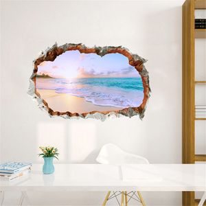 ウォールステッカー3Dビーチ家族の装飾寝室リビングルームテレビウォールステッカー壁画かわいい壁紙ドアステッカー11DEC25
