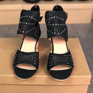 2021 Moda Donna Sandalo Abito estivo Sandali con tacco alto Scarpe firmate Sandali da spiaggia per feste con cristalli Buona qualità EU35-43 Q1