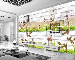 Foto feita sob encomenda 3D Wallpaper 3D tridimensional simples Animal Flower Sala Quarto TV Fundo da parede Wallpaper