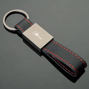 1Pcs Black Matte Leather Car Logo Keychain Keyring Holder For BMW //////M