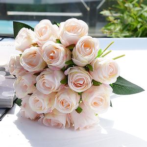 12pcs lots Artificial Rose Flowers Silk Flower for Home Party Decoration Wedding Bouquet Flowers Fall Decor Fake