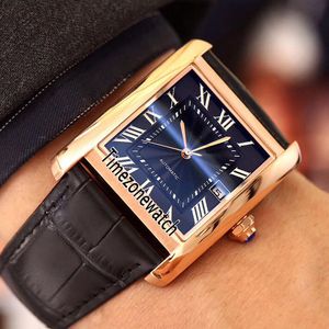 New W5200004 Rose Gold Black Texture Dial White Roma Mark Automatic Mens Watch Black Leather Strap Watches Cheap Timezonewatch E66a1