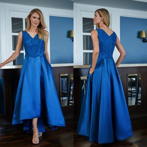 Jasmine 2020 Royal Blue Mor of the Bride Dresses med jacka V Neck Lace Appliqued A Line Wedding Gästklänning