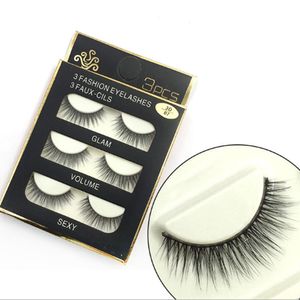 3 par/pack 3D Soft Mink Hair False Eyelashes Wispy Fluffy Long Lashes Makeup Faux Eye Lashes Extension