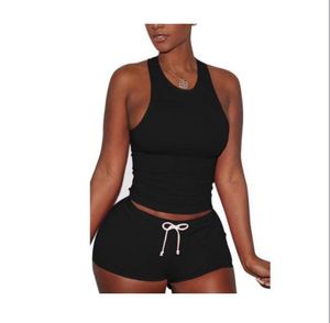 2019 New Dois conjuntos de peças Mulheres Slim soltos Conjuntos Top Curto Calças Curtas Casual Jumpsuits macacãozinho 2pcs C19041901