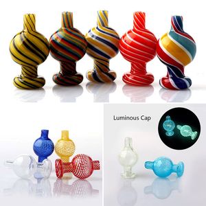 Großhandel gestreifte Glasblase Carb Cap 27mm US Carb Cap für abgeschrägte Kante Quarz Banger Nail Glas Wasserbongs Dab Rig Raucherzubehör